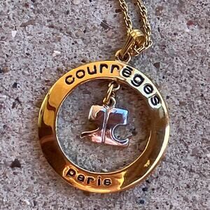 Vintage 16" 90s medallion Courreges Paris necklace